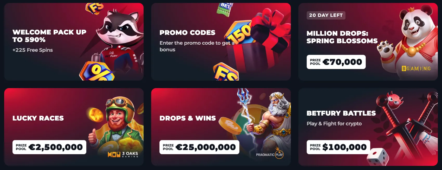 Visão geral de bônus e promoções BetFury