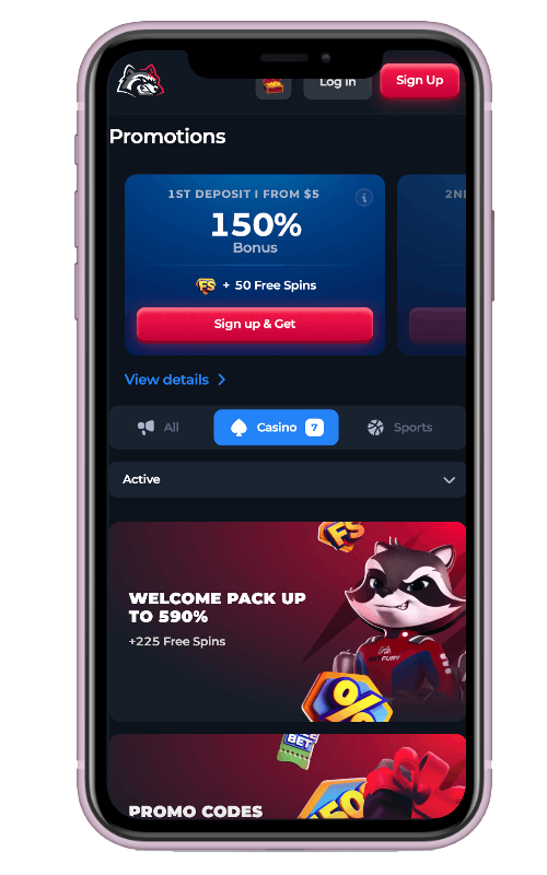 Tela mobile de promoções BetFury